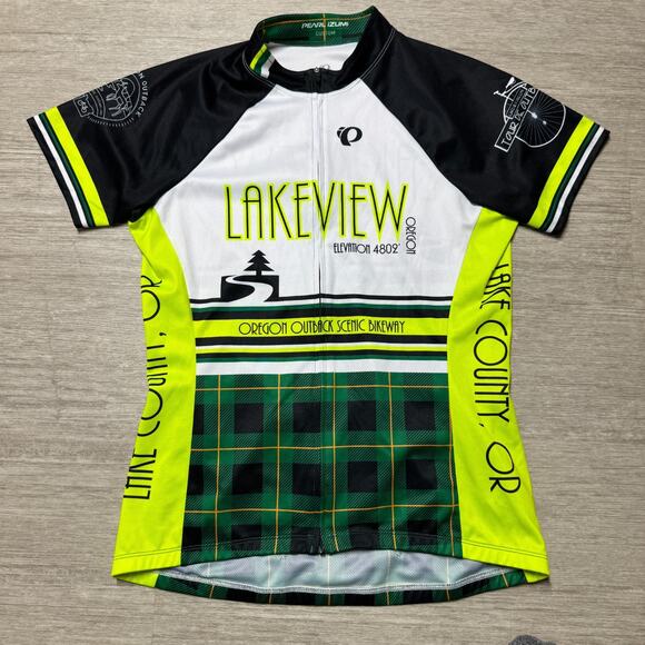 Pearl Izumi Womens Cycling Jersey Lakeview Oregon Full Zip Sz L Green Outback - Picture 1 of 7